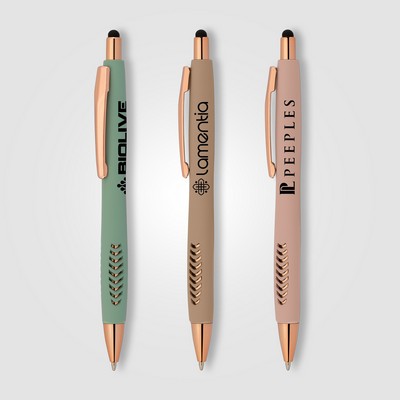 Avalon Softy Rose Gold Designer Pen w/ Stylus - Pad Print